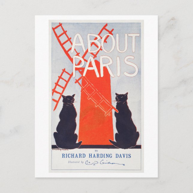 About Paris (1895) Vintage Poster Postcard (Front)