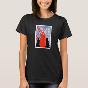 About Paris Black Cats Red Windmill France Retro V T-Shirt