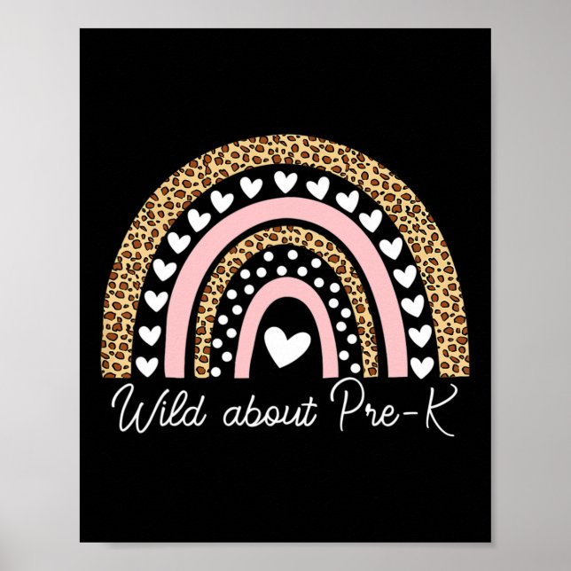 About Pre-k Leopard Rainbow Teacher Back To School Poster (Front)