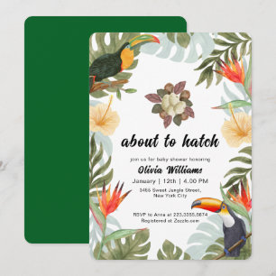 About To Hatch Tropical Wild Bird Baby Shower Invitation