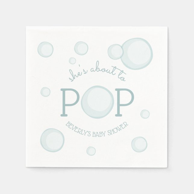 About to Pop  Bubbles Baby Shower Napkin (Front)
