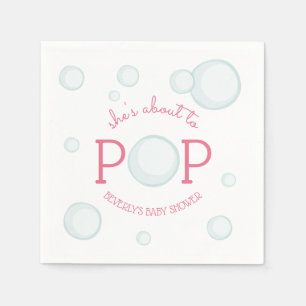 About to Pop Bubbles Baby Shower Pink Napkin