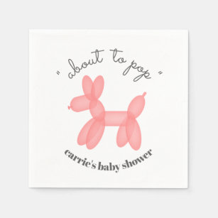About To Pop Pink Balloon Animal Baby Shower Napkin