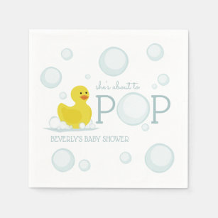 About to Pop Rubber Duck Bubbles Baby Shower Napkin