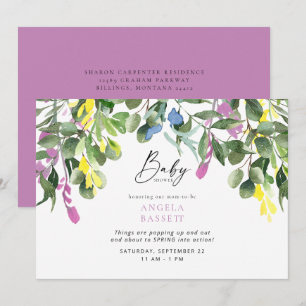 About to Pop Wildflower Lavender Baby Shower Invitation