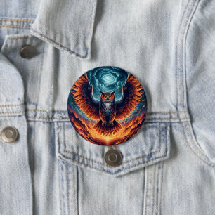 Above and Below - Wise Owl Art 3 Inch Round Button
