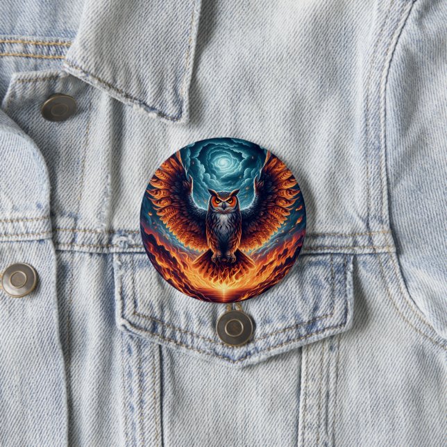 Above and Below - Wise Owl Art 3 Inch Round Button (In Situ)