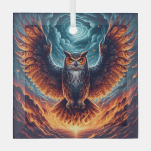 Above and Below - Wise Owl Art Glass Ornament