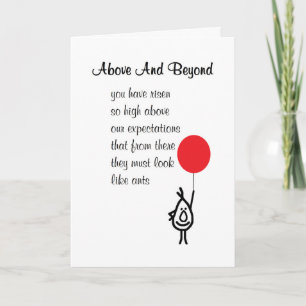 Above And Beyond - an employee appreciation poem Thank You Card