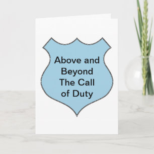 Above and Beyond the Call of Duty Badge Thank You Card