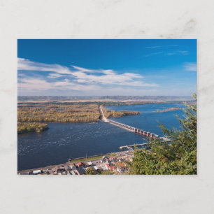 Above Mississippi River and Dam at Alma Postcard