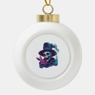 Abra-Cadabra Bones � Funny Magic Skull Ceramic Ball Christmas Ornament