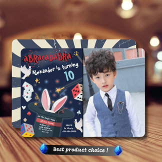 Abracadabra Birthday Magic Party Magician Photo Invitation