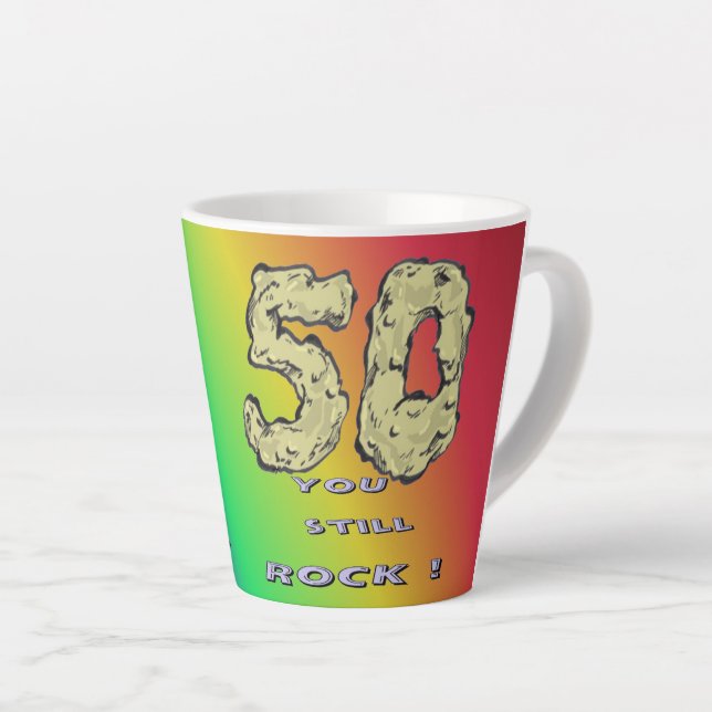 Abraham 50 th Anniversary Rainbow Latte Mug (Right Angle)