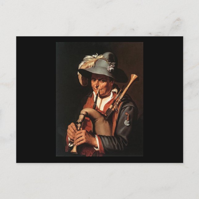Abraham Bloemaert The Bagpiper Postcard (Front)