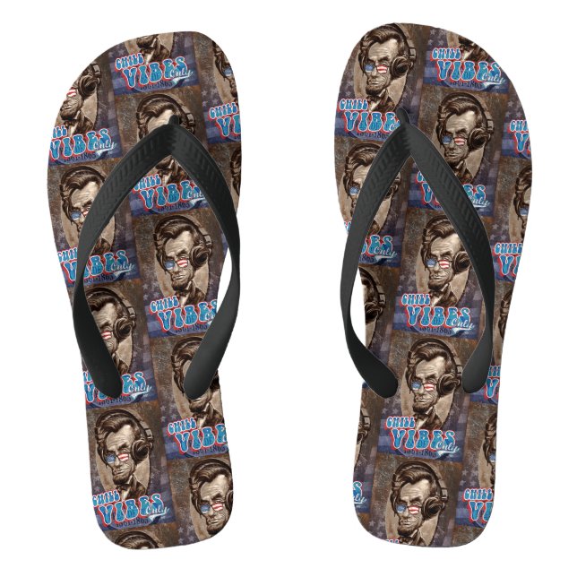 Abraham Chillincoln Lincoln Music Headphones Flip Flops (Footbed)