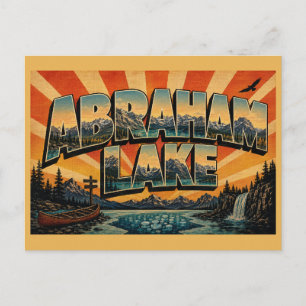 Abraham Lake Alberta Turquoise Mountain Forest Art Postcard