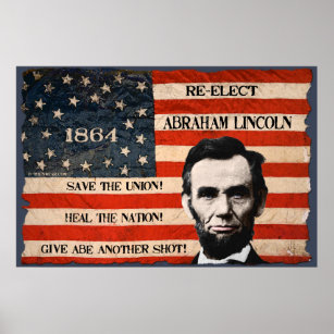 Abraham Lincoln 1864 Election Campaign Wall Poster