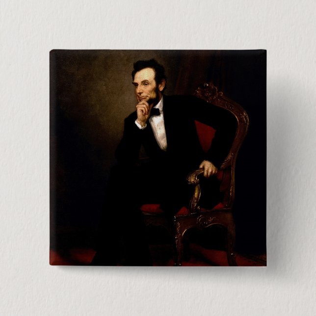Abraham Lincoln 2 Inch Square Button (Front)