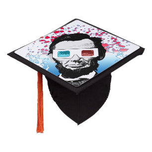 Abraham Lincoln 3D Glasses Patriotic Pop Art Graduation Cap Topper