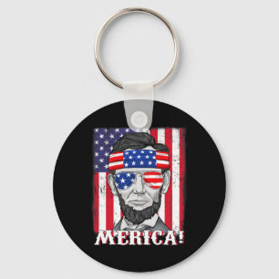 Abraham Lincoln 4th Of July Merica American Flag B Keychain