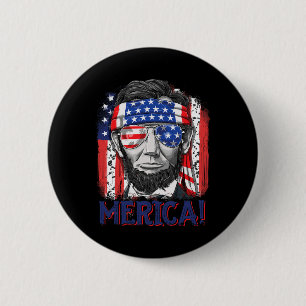 Abraham Lincoln 4th Of July Merica Men Women Ameri 2 Inch Round Button