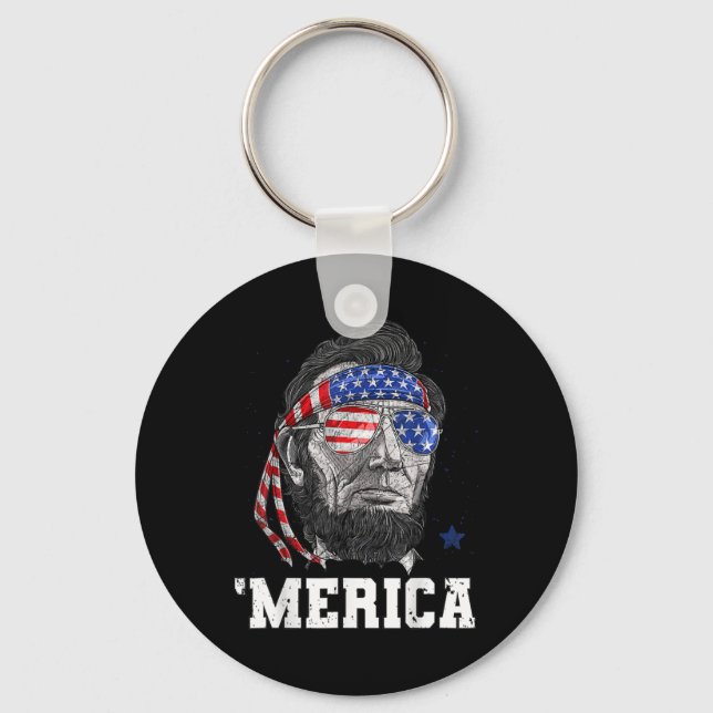 Abraham Lincoln 4th Of July Merica Men Women Ameri Keychain (Front)
