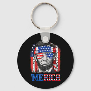 Abraham Lincoln 4th Of July Merica Men Women Ameri Keychain