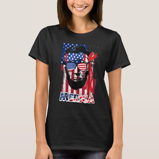 Abraham Lincoln 4th Of July Merica Men Women Ameri T-Shirt (Front)