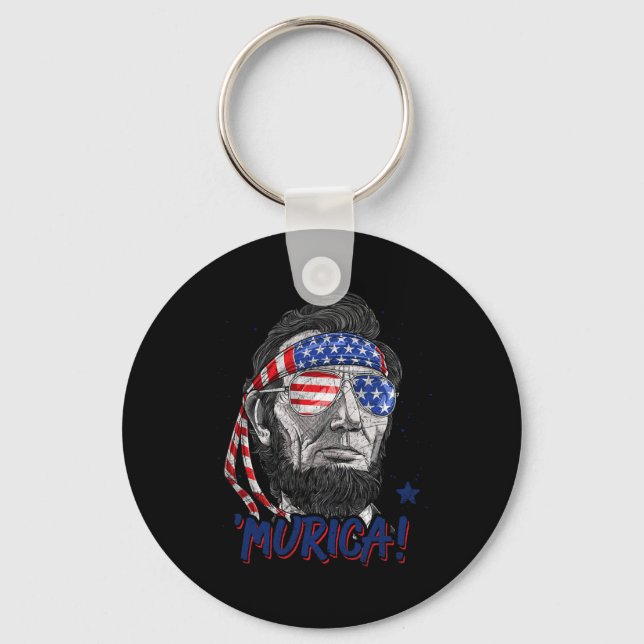 Abraham Lincoln 4th Of July Murica Men Women Ameri Keychain (Front)