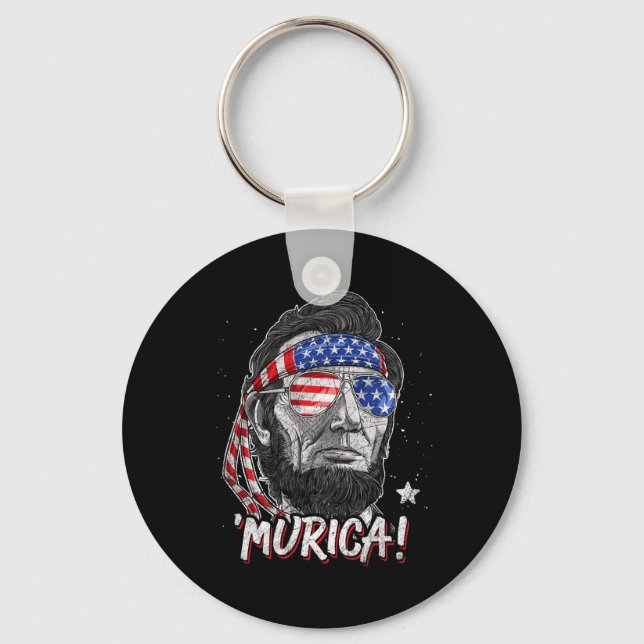 Abraham Lincoln 4th Of July Murica Men Women Ameri Keychain (Front)