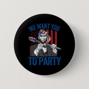 Abraham Lincoln 4th Of July Shirt Men American Usa 2 Inch Round Button