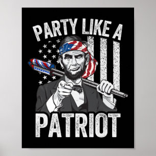 Abraham Lincoln 4th Of July Shirt Men American Usa Poster