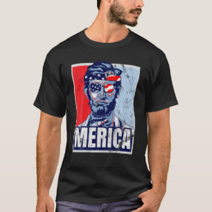 Abraham Lincoln 4Th Of July Tee Merica USA Flag