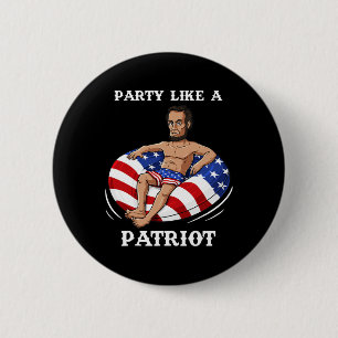 Abraham Lincoln 4th Of July USA Patriot Fun  2 Inch Round Button