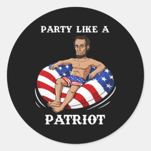 Abraham Lincoln 4th Of July USA Patriot Fun Classic Round Sticker