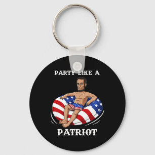 Abraham Lincoln 4th Of July USA Patriot Fun  Keychain