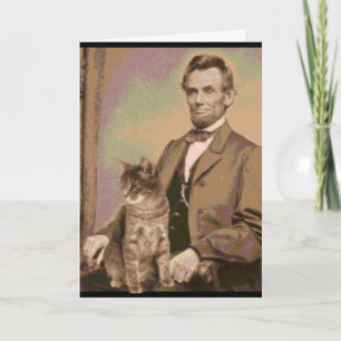 Abraham Lincoln and his cat "Dixie" Card
