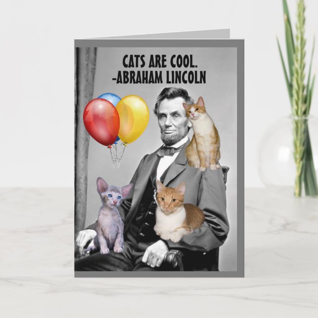 ABRAHAM LINCOLN ANNIVERSAIRE CARTES CHATS CAT (Devant)