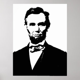 Abraham Lincoln, black and white vector drawing Poster