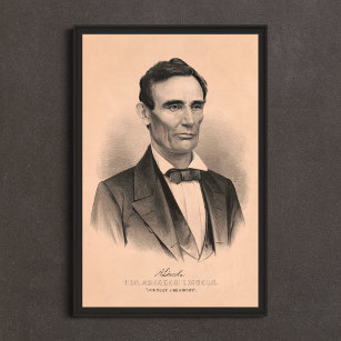 Abraham Lincoln Elected President 1860 Lithograph Poster
