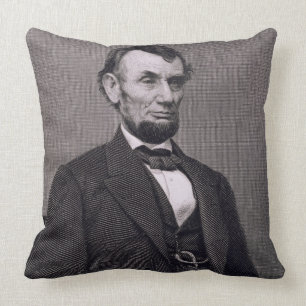 Abraham Lincoln, engraved from a photograph by Wil Throw Pillow