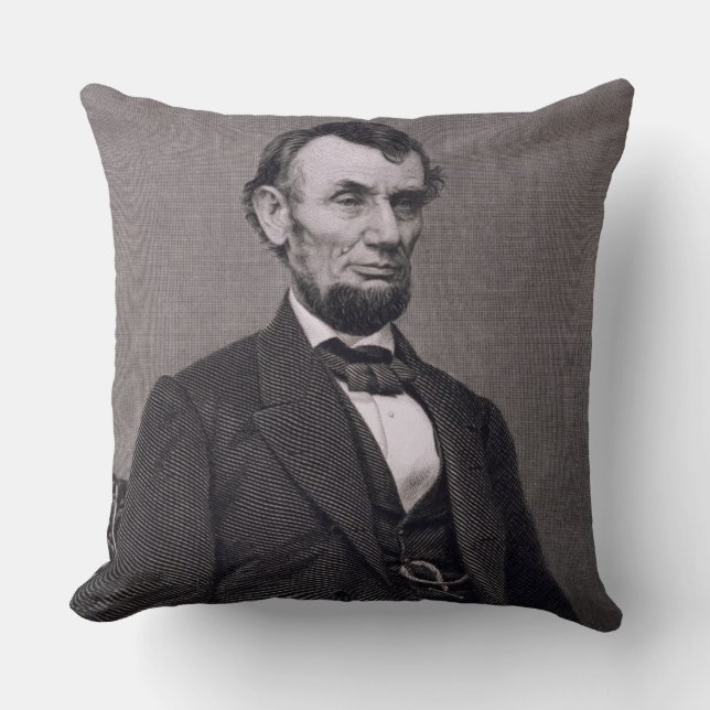 Abraham Lincoln, engraved from a photograph by Wil Throw Pillow (Front)