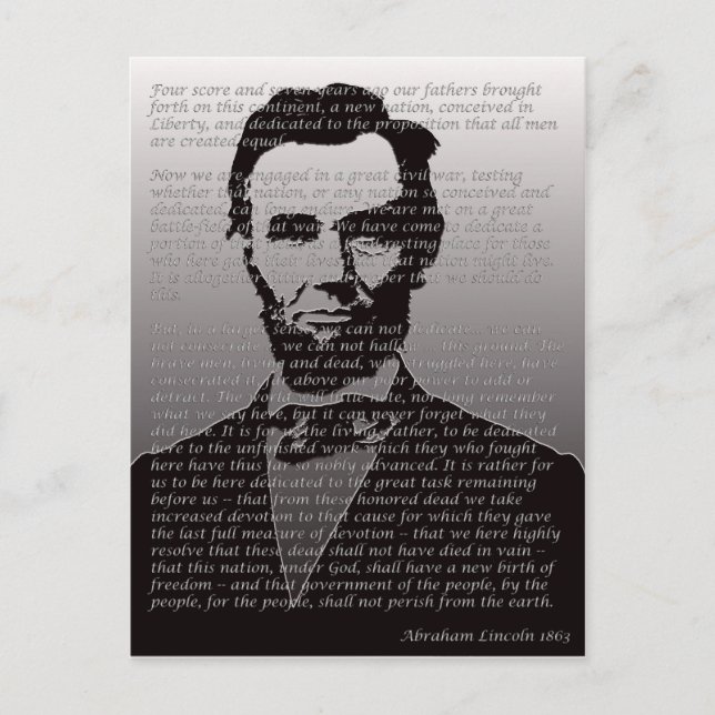 Abraham Lincoln Gettysburg Address Postcard (Front)