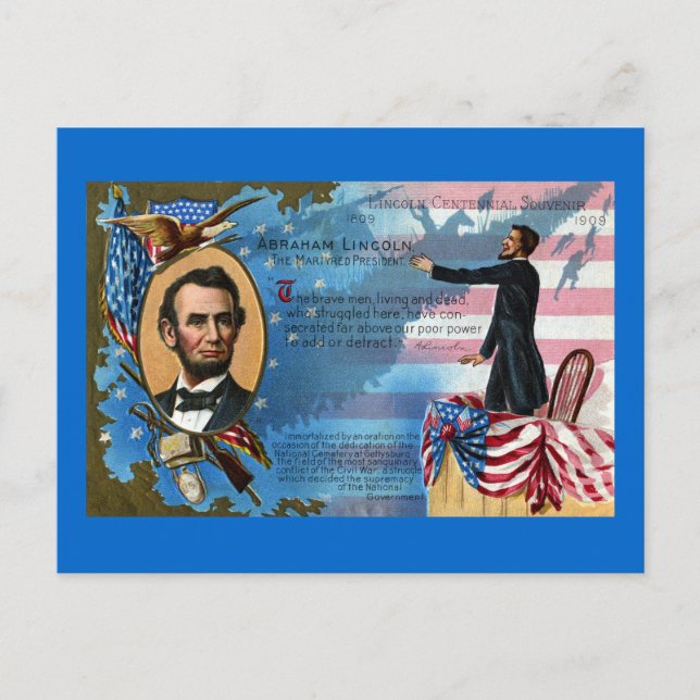 Abraham Lincoln Giving Gettysburg Address Postcard (Front)