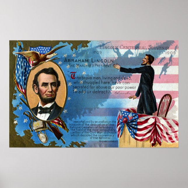 Abraham Lincoln Giving Gettysburg Address Poster (Front)