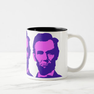Abraham Lincoln in Pink & Purple Two-Tone Coffee Mug