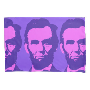 Abraham Lincoln in Pop Art Pink & Purple Pillowcase