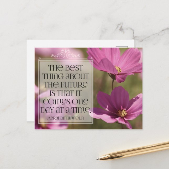 Abraham Lincoln Inspirational Quote "The future" Postcard (Front/Back In Situ)
