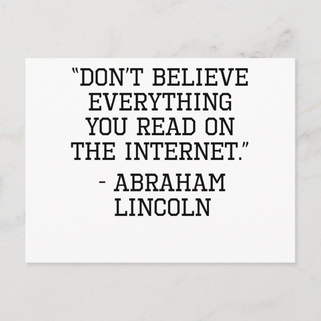 Abraham Lincoln Internet Quote Postcard (Front)
